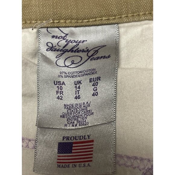 NYDJ Women's Tan Cropped Capris Rhinestone Detail Pants Size 10 - Picture 11 of 12